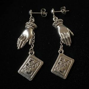 Tarot earrings hands witchy stud silver zo…
